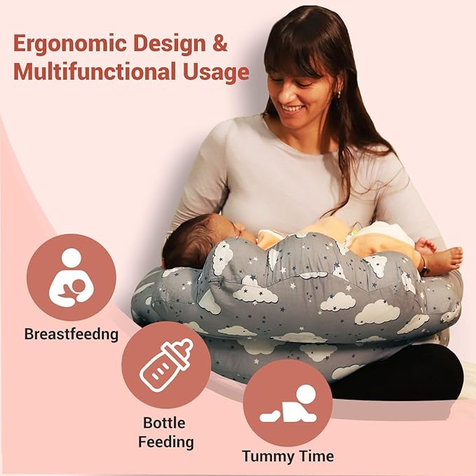 THEAURAGEN Nursing Pillow for Breastfeeding Mom - Extra Cover with Adjustable Strap, Nursing Pillow